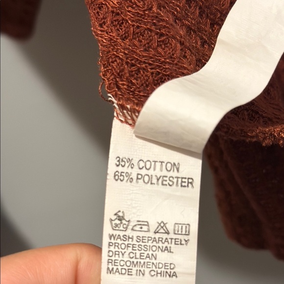 SHEIN XL Rust Waffle Knit Long Sleeve Top - Picture 5 of 7